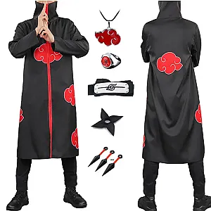 Kakuzu Of The Akatsuki Robe Cloak Ring Headband Cosplay Halloween Costume