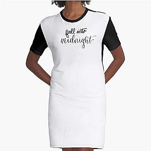 "Fall Into Midnight" quote from song "Midnight" by Liam Payne and Alesso digital lettering Graphic T-Shirt Dress