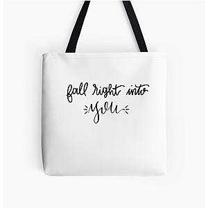 "Fall Right Into You" quote from song "Midnight" by Liam Payne and Alesso digital lettering All Over Print Tote Bag