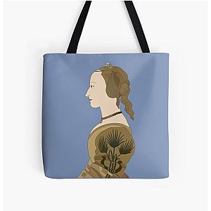 Inspired by Alesso Baldovinetti’s Portrait of a Lady in Yellow All Over Print Tote Bag