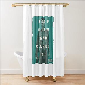 Calm and Carry On Shower Curtain