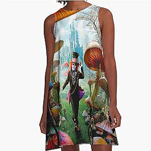 ALICE IN WONDERLAND : Modern Advertising Print A-Line Dress