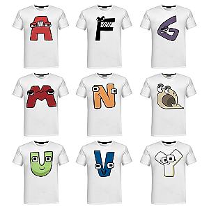 Alphabet Lore 3D Print English Letters Boys T-shirt