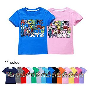 Alphabet Lore Enflish Letters Print Casual T-shirt For Kids 2-14Years