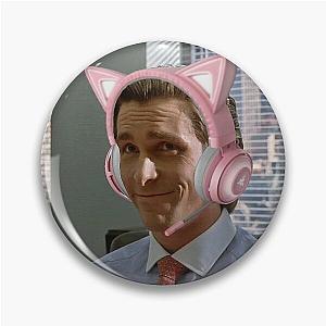 Patrick Bateman Pink Kitty Headphones Pin