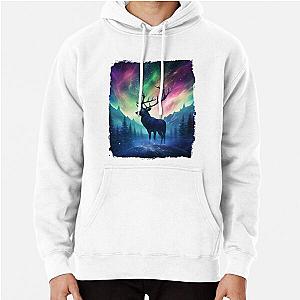 Northern Light scenery mountains trees &amp;amp Deer Pullover Hoodie RB1008