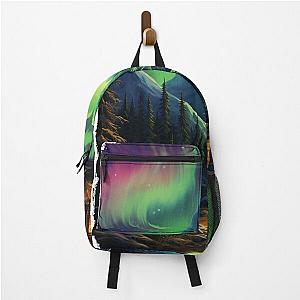 Northern Light scenery mountains trees &amp;amp Cabin Backpack RB1008