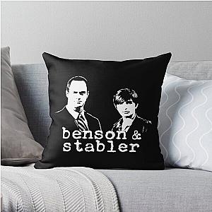 Law and Order SVU - Benson &amp;ampamp Stabler - White Stencil Throw Pillow RB1008