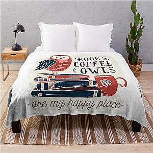 Books, coffee  owls Throw Blanket RB1008