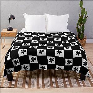 Small Floral Checker Board - black &amp;ampampampamp white Throw Blanket RB1008