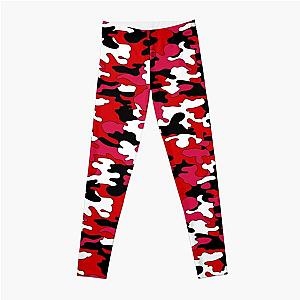 Red &amp;ampamp Black Detailed Camo Leggings RB1008