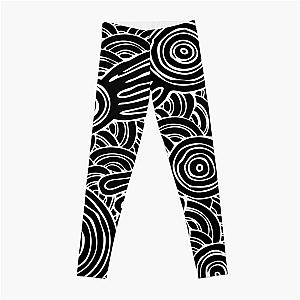 Authentic Aboriginal Art - Meeting Places B&amp;ampW Leggings RB1008