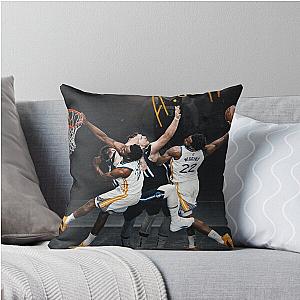 Andrew Wiggins Posterizing Dunk on Luka Doncic Throw Pillow
