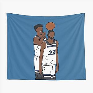Jimmy Butler Messing with Andrew Wiggins Tapestry
