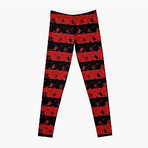 Blood Red and Black Halloween Nightmare Stripes  Leggings