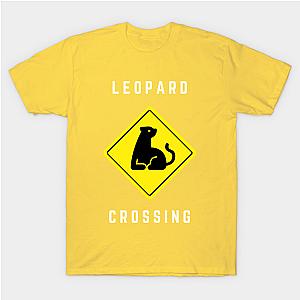 Animal Crossing T-Shirts - Leopard Crossing Animal Road Sign T-Shirt TP2712