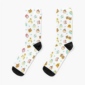 Animal Crossing Socks-Animal Crossing Pattern white/clear Socks RB3004