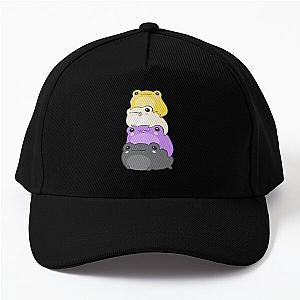 Nonbinary Pride Frog - Cute Kawaii Aesthetic Frog - Subtle Non-Binary Enby NB Pride Flag Colors Frog Pile Baseball Cap RB0403