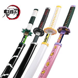 Demon Slayer Sword Cosplay Weapon Prop Tanjiro Sanemi Zenitsu Original Anime Wooden Katana AL2502