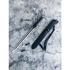 Black Double Edge Ninja Sword 2 Throwing Knives KA1207