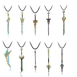 Genshin Impact Katanas - Anime Game Genshin Impact Necklace Metal Sword Blade Weapons Metal Pendant Beads Chain Choker