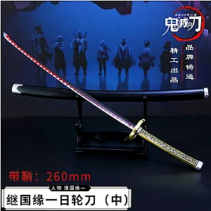 20cm Tsugikuni Yoriichi Double Nichirin Blade Anime Peripherals Demon Slayer Katana Keychain