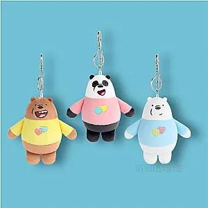 12cm We Bare Bears Anime Plush Keychain Toys Pendant Grizzly Panda Ice Bear Key Ring Stuffed Dolls Plushies Gifts