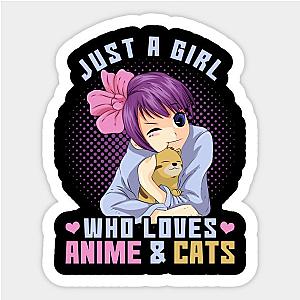 Just A Girl Who Loves Cats And Anime Sticker TP0401