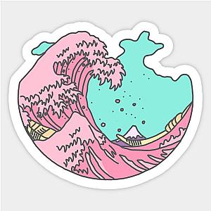 Japanese pastel kawaii anime meme surf beach wave Sticker TP0401