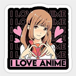 Cute I Love Anime Girl Japanese Kawaii Obsessed Sticker TP0401