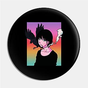 Raven Smoking Sad Anime Girl Antisocial Black Crow Pin TP0501