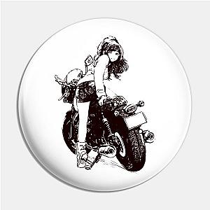 vintage and rebel lady biker on cafe racer bike Pin TP0501