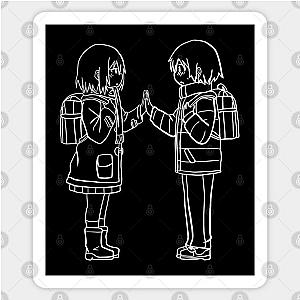 erased anime characters kayo hinazuki and satoru fujinuma black Sticker TP0401