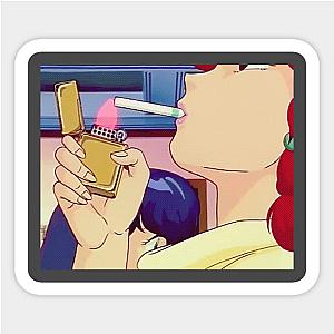 beautiful anime girl smokes a cigarette Sticker TP0401