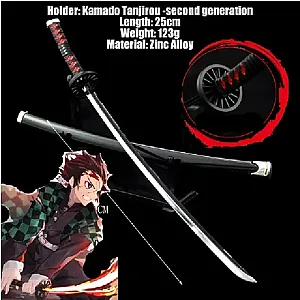 26CM Demon Slayer Sword Real Katana Swords Demon Slayer Cosplay Metal Props Weapon Anime Battle Ready No Cutting Edge Bedroom