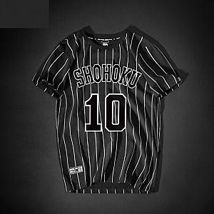 Slam Dunk Hanamichi Sakuragi No.10 striped T-shirt WS2402 Offical Merch