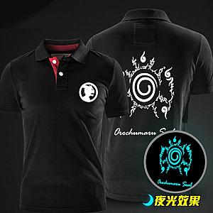 Luminous Naruto Black Polo Shirts for Men WS2402 Offical Merch