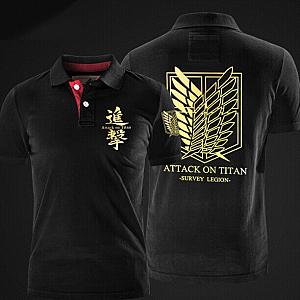 Attack on Titan Survey Legion Polo Shirts Black XXL Cotton Polo Tee WS2402 Offical Merch