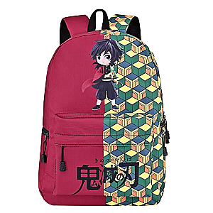 Demon Slayer Backpacks - Tomioka Giyuu Geometric Green School Bag Laptop Backpack for Girls Boys