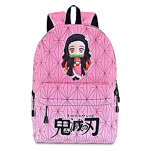 Demon Slayer Backpacks - Pink Geometric Gradient School Bag Laptop Backpack for Girls Ladies