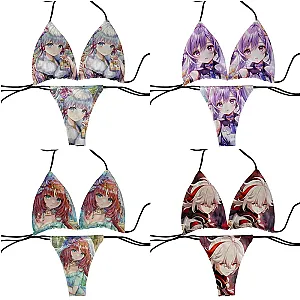 New fashion anime style ladies bikini suit cartoon anime girl pattern Kawaii swimsuit two-piece novelty trend holiday gift