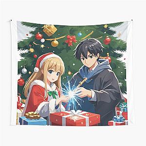 Season of Love: Anime Couple Spreads Christmas Joy with Every Gift Unwrapped Tapestry