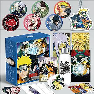 Anime Ninja Toy Gift BOX Sasuke Sakura Model Keychain Badge Pin Postcard Water Cup Bookmark Mirror Poster Fridge Sticker