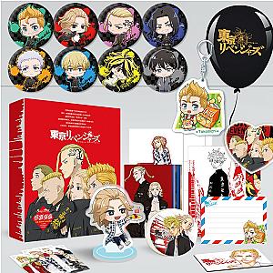 New Anime Tokyo Revengers Lucky Gift Box Manjiro Ken Takemichi Hinata Postcard Badge Bookmark Balloon Gift Fans Collection Toy