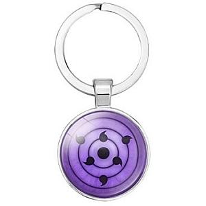 Star Glass Sasuke Itachi Sharingan Key Chain Metal Key Six Points AT2302 Official Merch