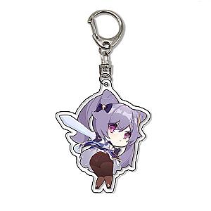 New Genshin Impact Keqing Cosplay Cute Mini Version Anime Acrylic Keychain For Car Bag G Shaped Buckle Official Merch