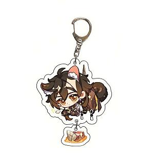 Genshin Impact Zhongli Cosplay Acrylic Keychain G Shaped Buckle Accessories Bag Car Pendant Key Ring Game Fans Gift Official Merch