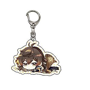 Genshin Impact Zhongli Anime Acrylic Keychains Accessories Car Bag Pendant Key Ring Cosplay Cute Gifts Official Merch