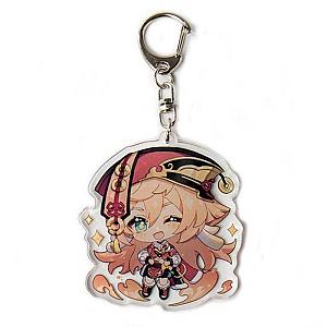 Genshin Impact Yanfei Figures Acrylic Keychain G Shaped Buckle Accessories Cute Bag Car Pendant Key Ring Game Fans Gift Official Merch