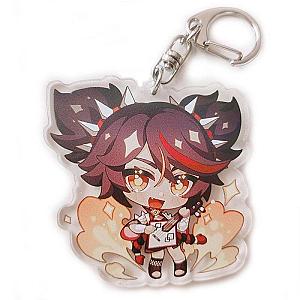 Genshin Impact Xinyan Figures Acrylic Keychain G Shaped Buckle Accessories Cute Bag Car Pendant Key Ring Game Fans Gift Official Merch